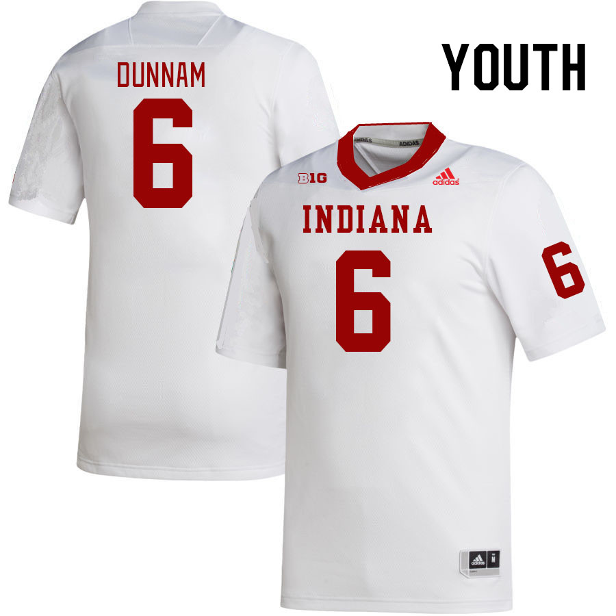 Youth #6 Phillip Dunnam Indiana Hoosiers College Football Jerseys Stitched-White